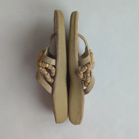 Earth Shoe Beaded Gelron 2000 Comfort First Leather Thong Sandal 7.5 Tan Brown - Picture 6 of 13